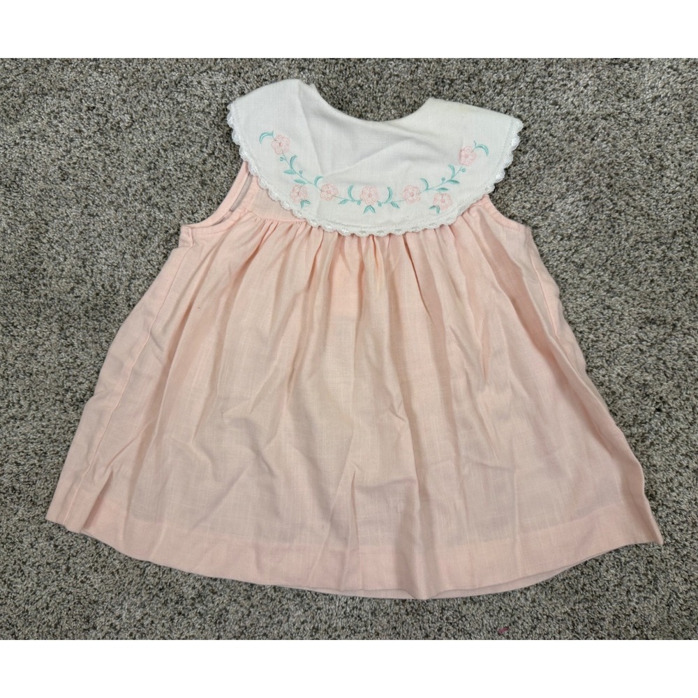 Vintage Thomas Pink Floral Embroidered Peter Pan Collar Dress and Coat Set 2T